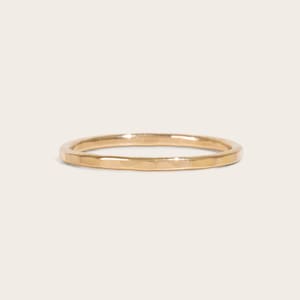 14k Gold Filled Stacking Ring | Dainty, Minimal Thin Hammered Gold Band