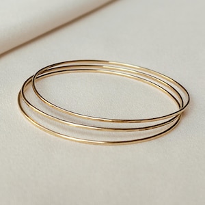 Hammered Gold Bangle | 14k Gold Filled Bracelet Thin Gold Bangles Bangle Bracelet Hammered Bangle Simple Gold Bangle Bridesmaid Gift for Her