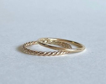 Stacking Ring Set: Twist + Thin Smooth | Dainty Rings, Minimal Rings, Stacking Rings