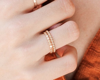 Beaded Gold Stacking Ring | Gold Bead Ring