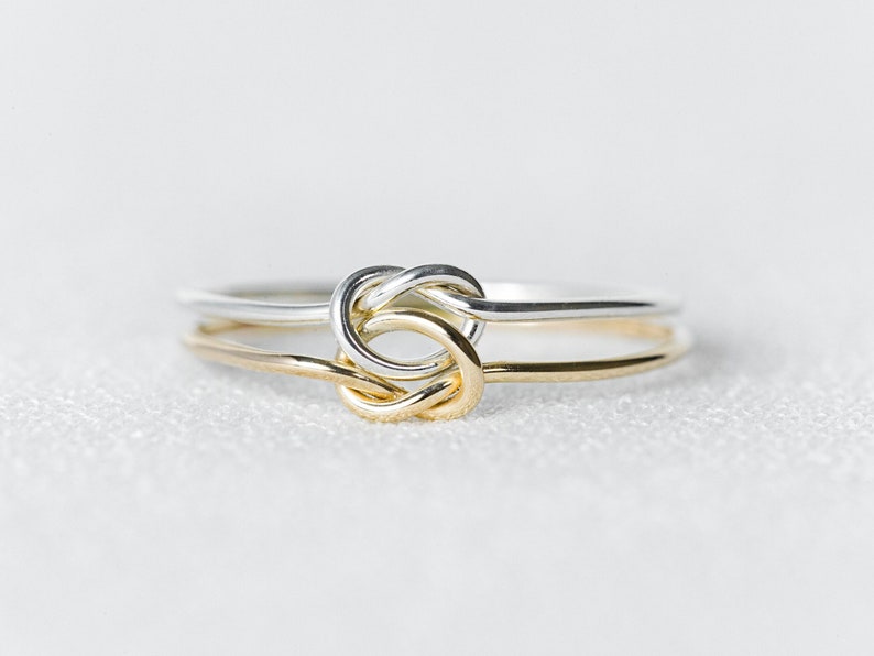 14k gold filled and sterling silver interlocking double knot ring product picture