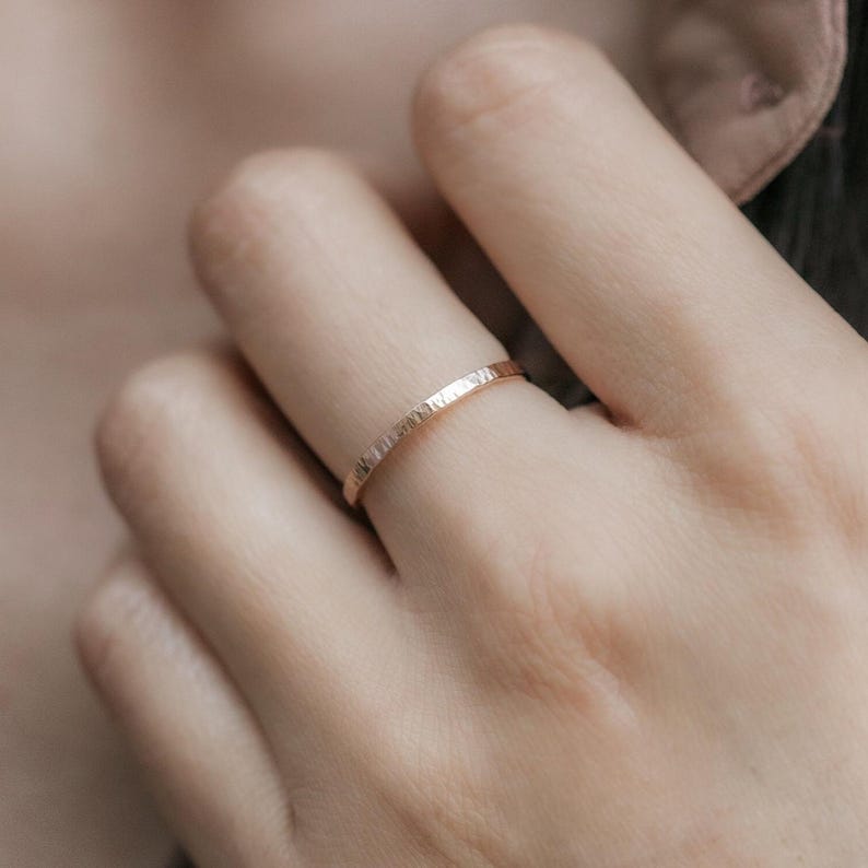 Woman wearing 14k gold filled thick sparkle ring