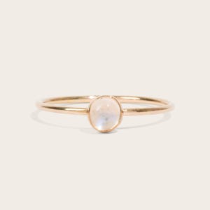 14k Gold Filled Rainbow Moonstone Ring | Dainty Gemstone Stacking Ring