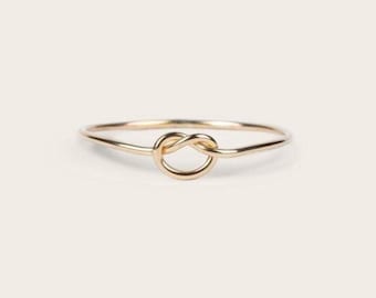 14k Gold Filled Knot Ring | Dainty, Minimal Eternity Love Stacking Ring