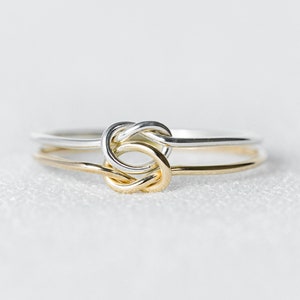 14k gold filled and sterling silver interlocking double knot ring