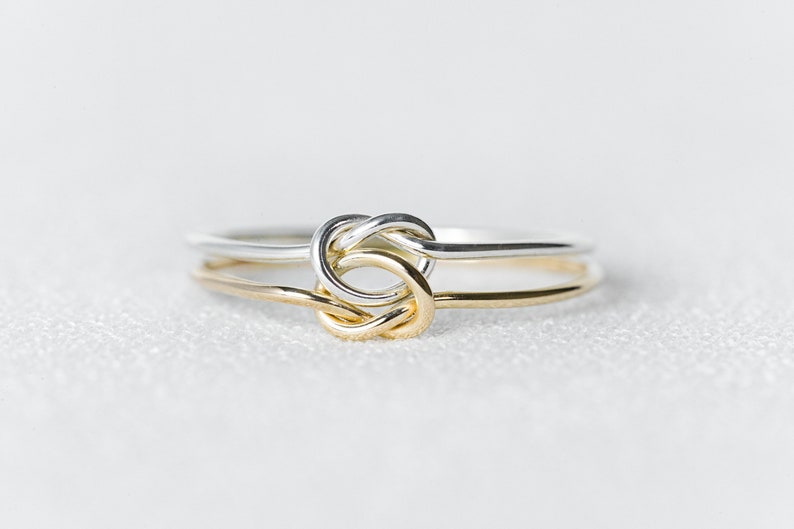 14k gold filled and sterling silver interlocking double knot ring