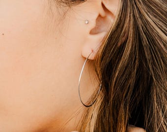 Fines créoles en or 14 carats | Créoles délicates minimalistes