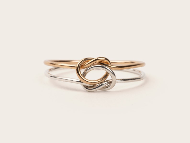 14k gold filled and sterling silver interlocking double knot ring product picture