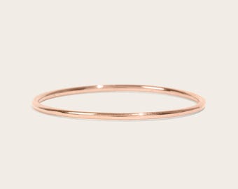 14k Rose Gold Filled Stacking Rings | Dainty, Minimalist Ultra Thin Hammered Rose Gold Band