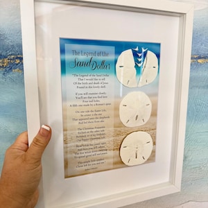 Sand Dollar Poem Shadowbox: Coastal Christian Art, Flying Doves