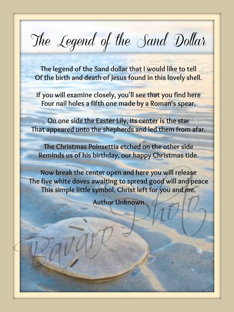 Legend of the Sand Dollar Poem Wall Decor Beach Coastal 11x14 Shadowbox Religious Christian Jesus Art Nautical Doves Gift of Hope - Etsy the-sand-dollar-echoes-of-lbi