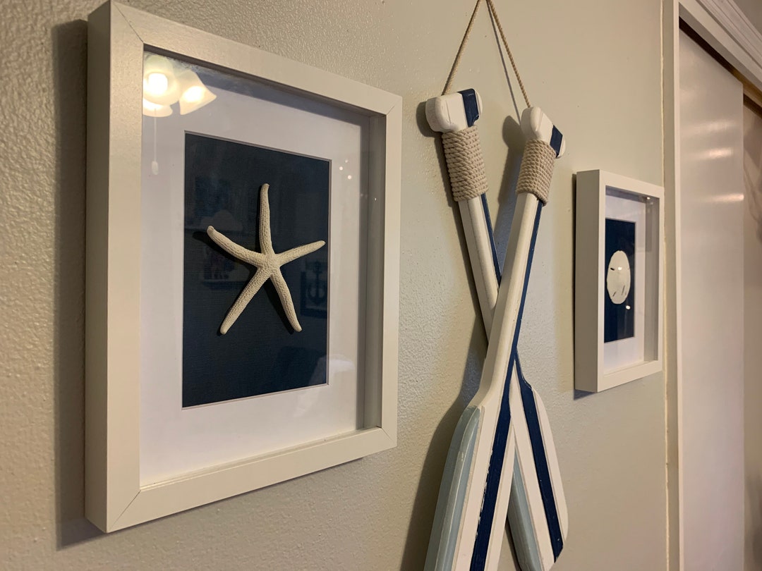 Coastal Shadowbox Set: Handmade Beach Art With Sand Dollar & Starfish ...