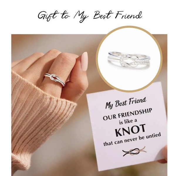 Gift To My Best Friend,Knot Ring With Card,Open Ring,Adjustable Ring,Gift for Girl,Friendship gift,Bestie Girls Gift,Vintage Ring,Minimalist