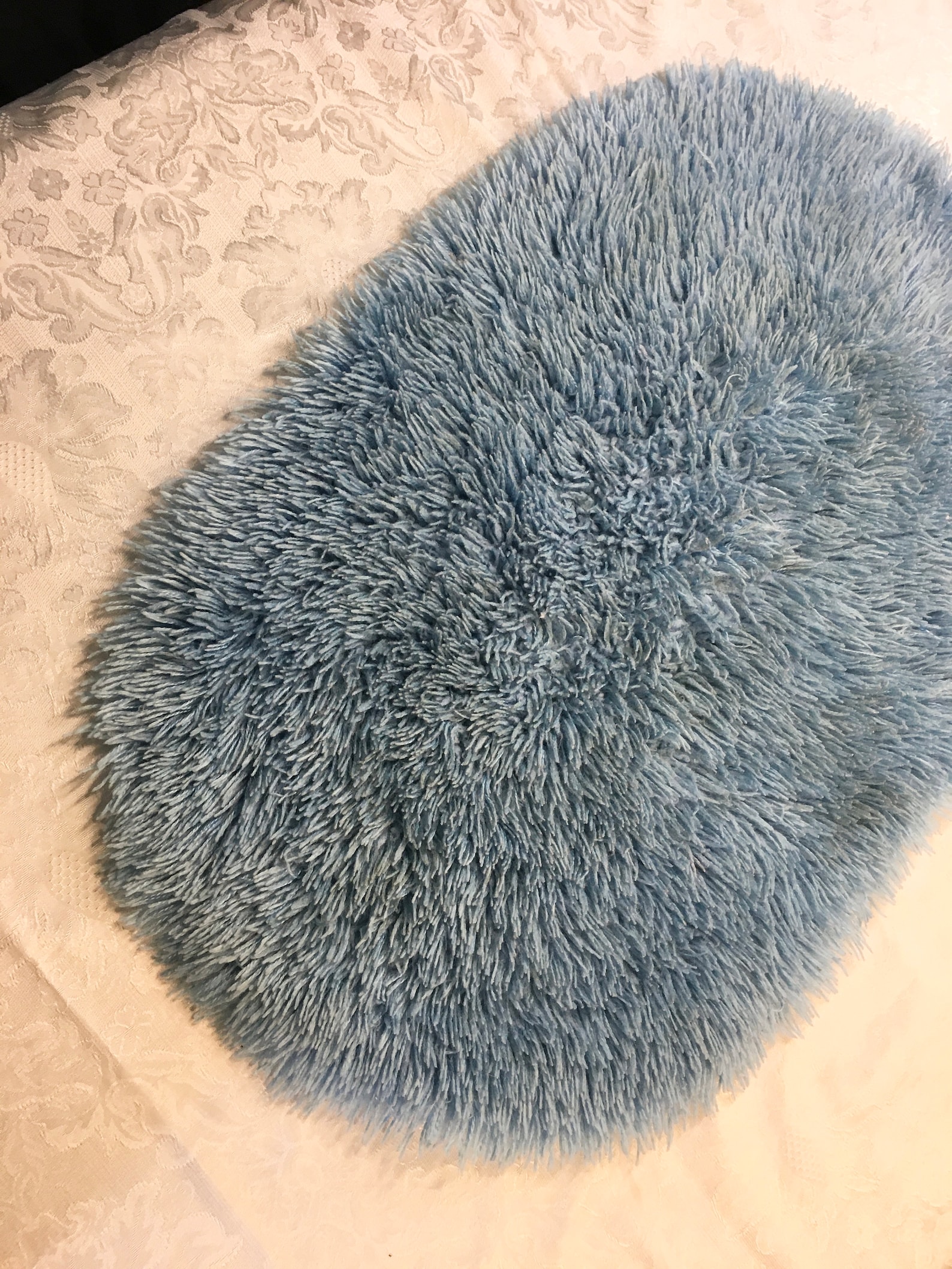 Long Blue Shag Oval Bath Bathroom Carpet Rug Etsy