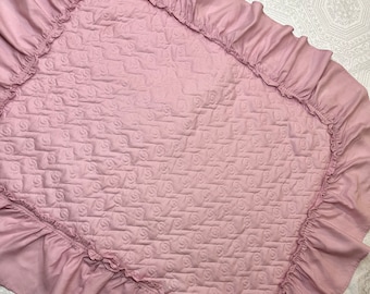 Standard Quilted Pillow Sham Pink Ruffled