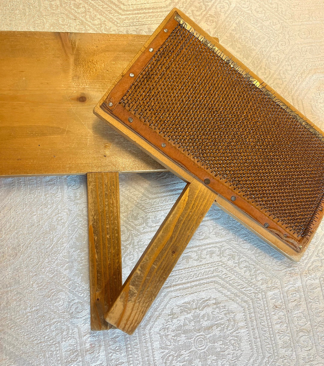Antique Canadian Sheep Wool Carding Combs 9 X 4.5