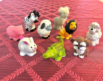 Excellent 9 Little People Animals: Dog, poodle, Rabbit, Giraffe, Horse, Alligator, Pig, Lion, Lamb, Sheep, Goat