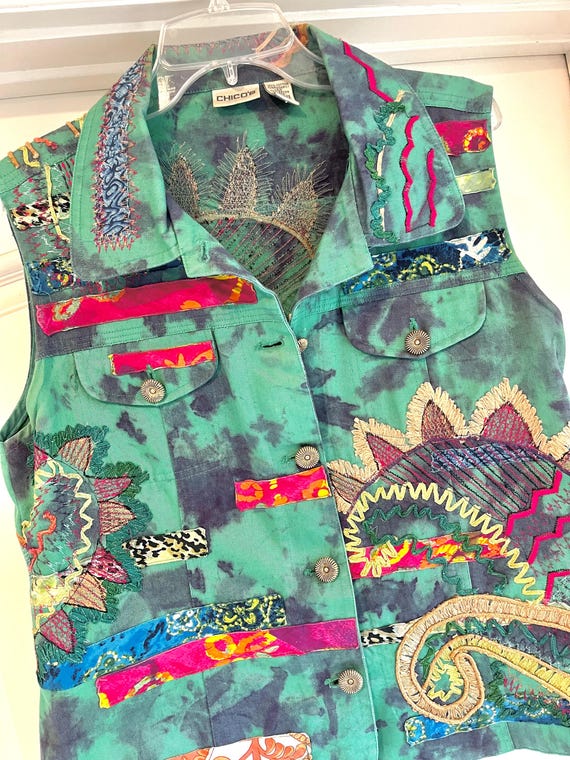 Chico's Size L Western Style Patchwork Boho Ethni… - image 1