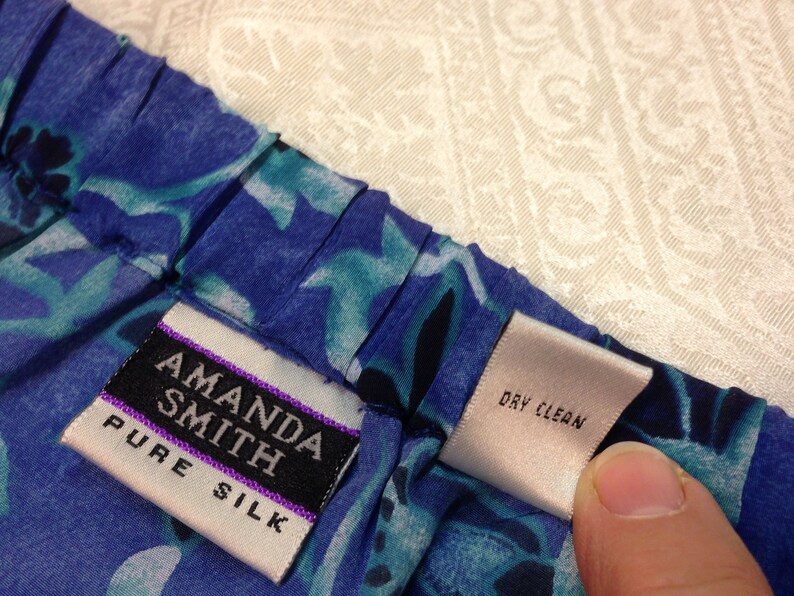 NEW size M 100/% SILK Long Ankle length Summer Blue Floral Travel Skirt