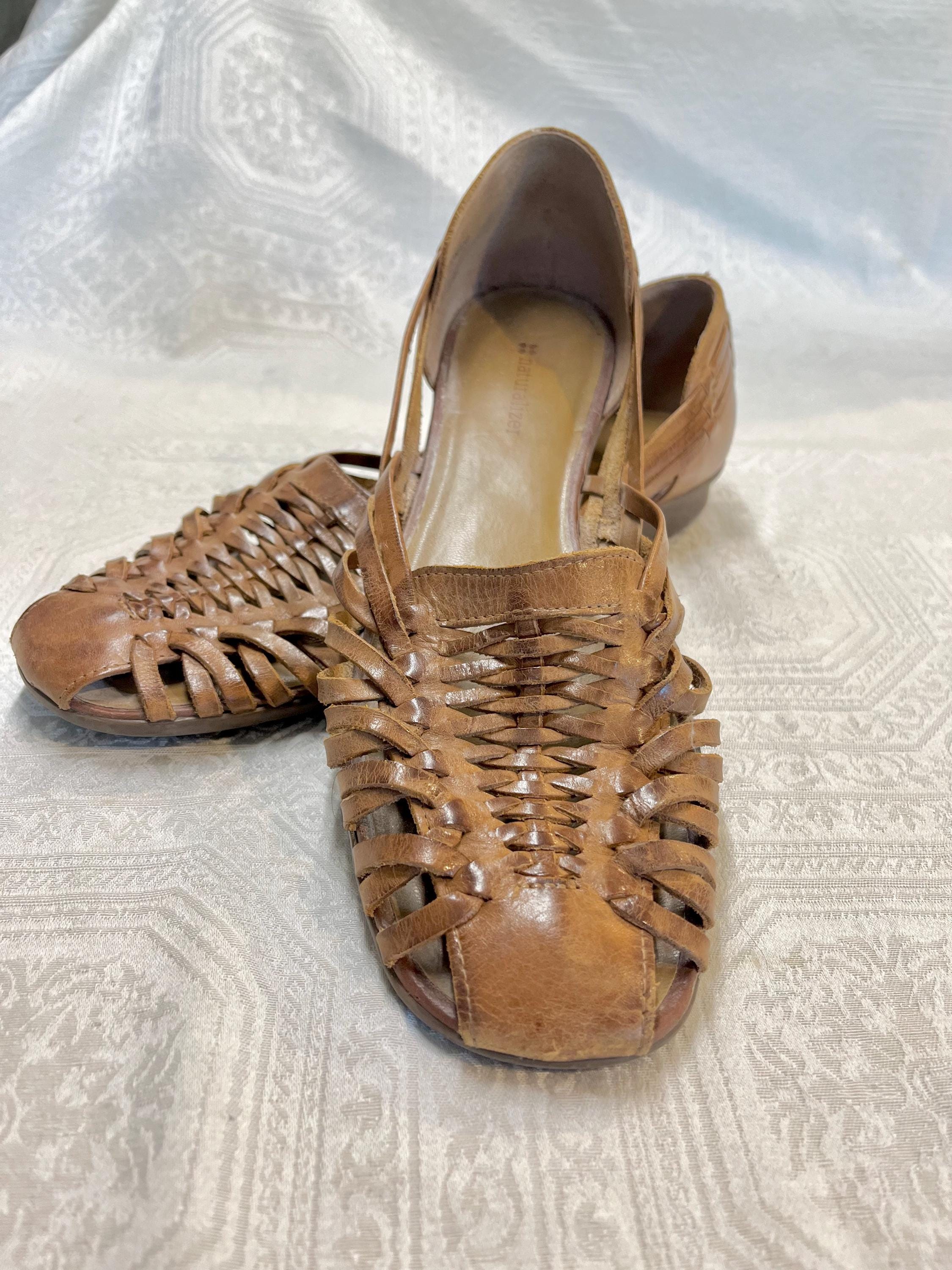 Comfy Naturalizer Size 10 Genuine Leather Cool Summer Huarache Casual Flats Etsy