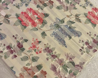 NEW Waverley 52" Sq , Pink, Blue, Purple Floral on Ivory Floral Shabby Chic Victorian Elegant striped Table Cloth Topper