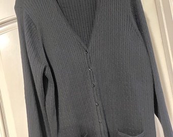 NEW 2X Womans Cotton Cable Fine Knit Black Sweater Jacket Cardigan