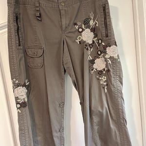 Adorable size 12 Brown Embroidery Cargo Style Capris Short Pants