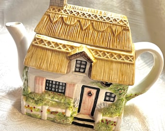 Teapot 3 cup Pink Floral English Thatched Roof Cotswold House Teapot OCI Omnibus