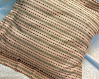 Traditional  16 x 16" Gold Red Green Striped Floral Square Tailored Woven Throw Pillow