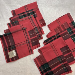 NWT 10 Woven Metallic 19&quot; Red Green Gold Plaid Holiday Christmas Napkin