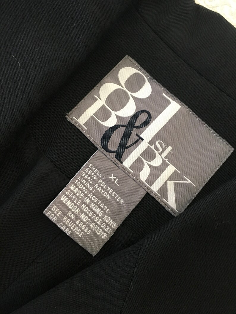 XL Tunic Designer Long Tunic Black Front Button Collar Fully Lined Jacket Vest Vtg NEW L