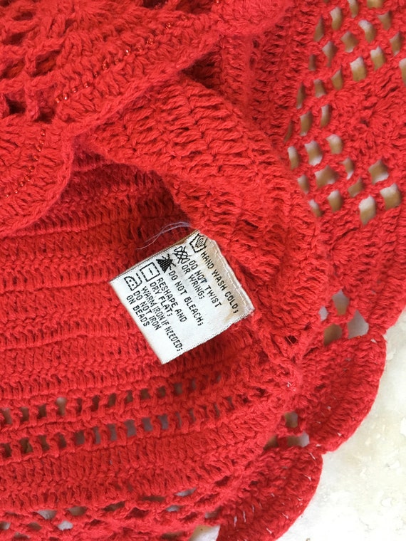 Red or White Vtg Boho NEW size XL Crochet Knit La… - image 6