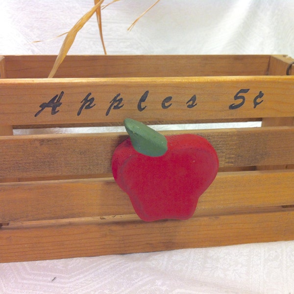 Country Plate Holder Handmade Primitive Wood Apple Basket Picnic Paper Plate Holder