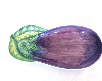 Fritz and Floyd Style Italy Purple Plum Eggplant Purple Serving Bowl Dish