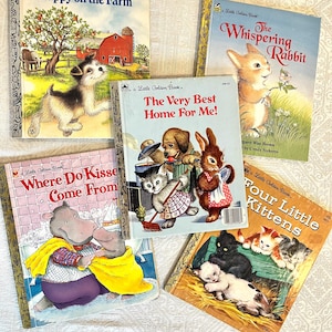 5 Vintage Little Golden Paperback Kids Books