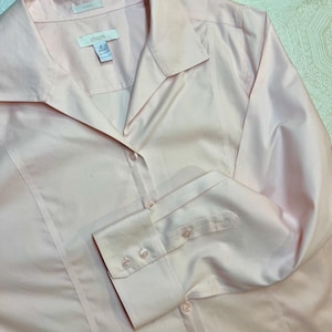 Crisp Classic Chicos Size XXL Cotton Shirt Pink Long Sleeve No Iron Blouse