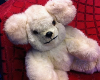 Handmade Large 18" White Gray Teddy Bear Fully Jointed Beautiful Traditional Style