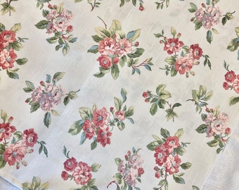 NEW Waverley 55" Sq  Pink, Green, Blue on Ivory Floral French Traditional Tablecloth Topper