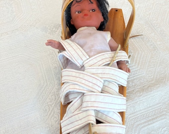 Authentic Navajo Baby Toy Doll in Papoos Back Cradle Monument Valley