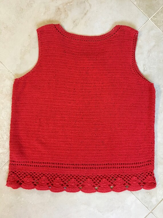 Red or White Vtg Boho NEW size XL Crochet Knit La… - image 7