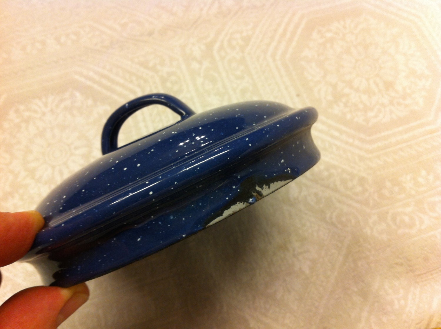 Set of 3 Vtg Navy Blue Speckled Graniteware Enamel Canister Etsy