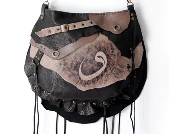 Arabic Letter 'Vav'- "Waw" Handcrafted Leather Bag - Grunge & Boho Chic S