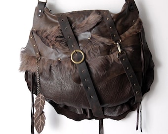 Jungle | Large Dark Brown Lambskin Leather Bag |  Grunge, Goth, Rock, Free People, Hobo, Hippie, Apocalyptic Tribal S