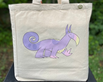 NEW ITEM by Emily Burke !! Featuring Em's New Original Character "Bumbledip" - Its a Large Heavy Duty Canvas Tote w/pocket by Ecobags