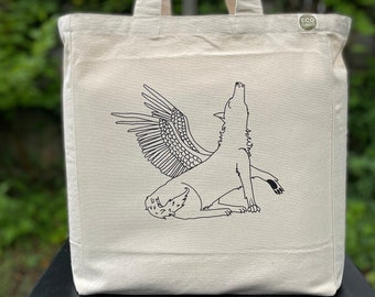 ITEM by Emily Burke !! Featuring Em's "Spirit Wolf" - Its a Large Heavy Duty Canvas Tote w/pocket by Ecobags