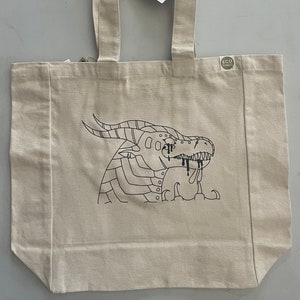 Dragon tote - Original graphic by emily burke on an EcoBags tote bag ! It&#39;s a Large Heavy Duty Tote w/pocket !