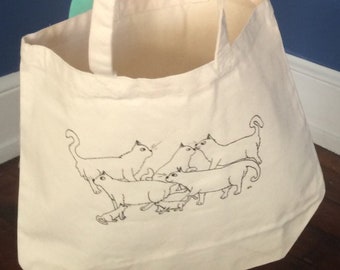 warrior cats -  canvas tote bag - hand signed by artist emily burke