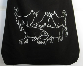 Warrior Cats - Sling bag in black with original art by Emily Burke IS BACK !!