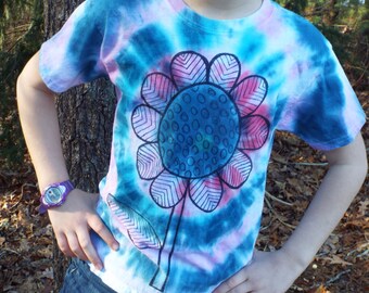 Girls Flower Shirt, Tie Dye Flower Tshirt, Kids Small Tie Dye Shirt, Flower Child, Hippie Girls, Flower Birthday, Boho Girls, Tiedye Girls