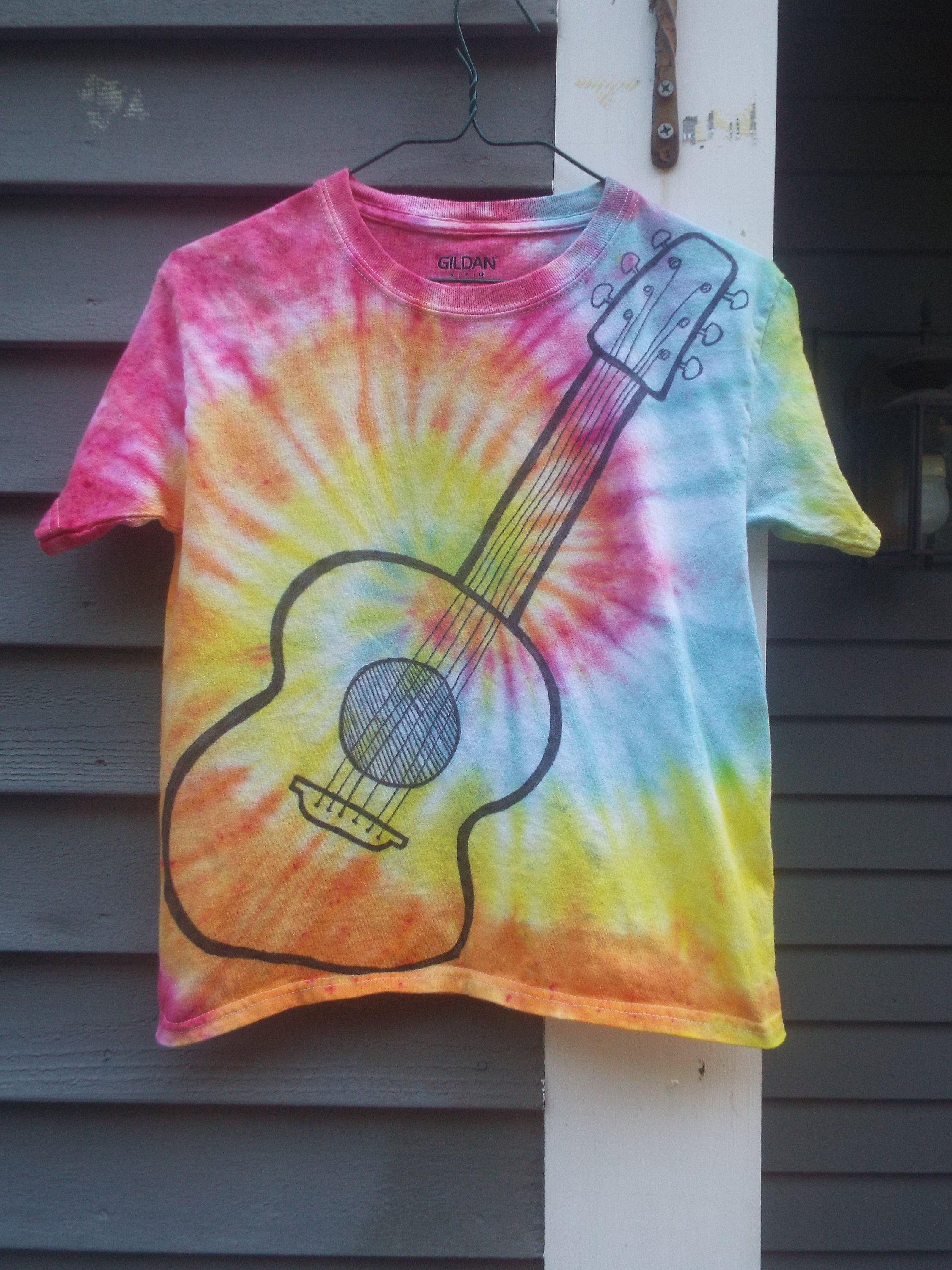 Kids Guitar Shirt Custom Tie Dye Guitar Tshirt Kids Tie Dye Etsy